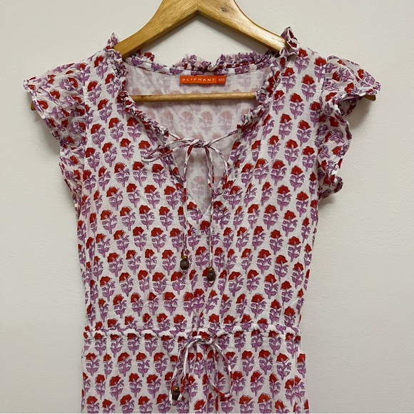 Oliphant Women’s Mini Dress Floral Tie Waist & Top Size XXS Bohemian - Picture 2 of 5